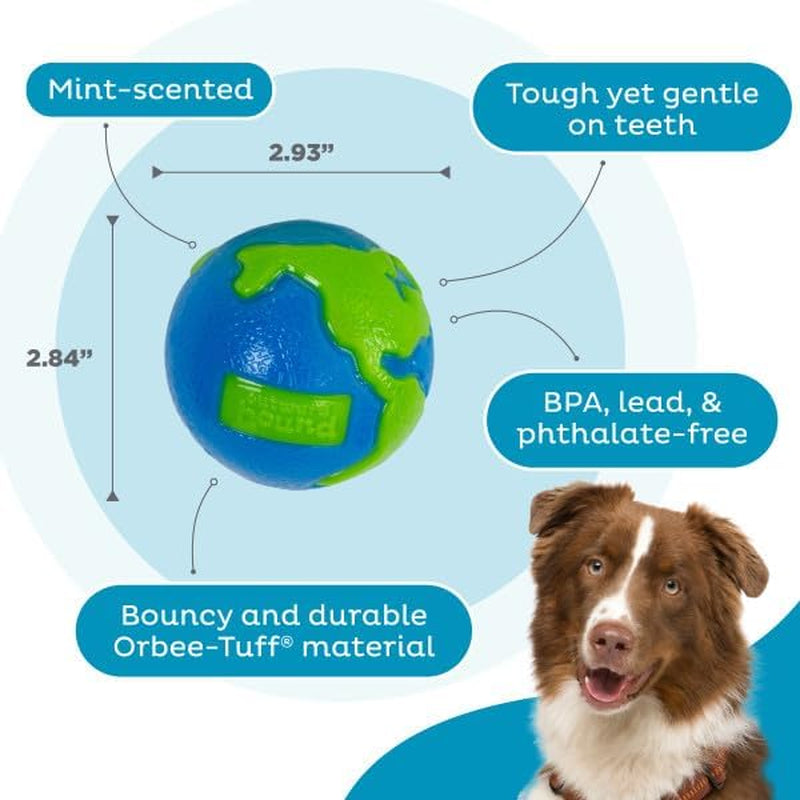by  Orbee-Tuff Planet Ball Blue/Green Treat-Dispensing Dog Toy, Medium
