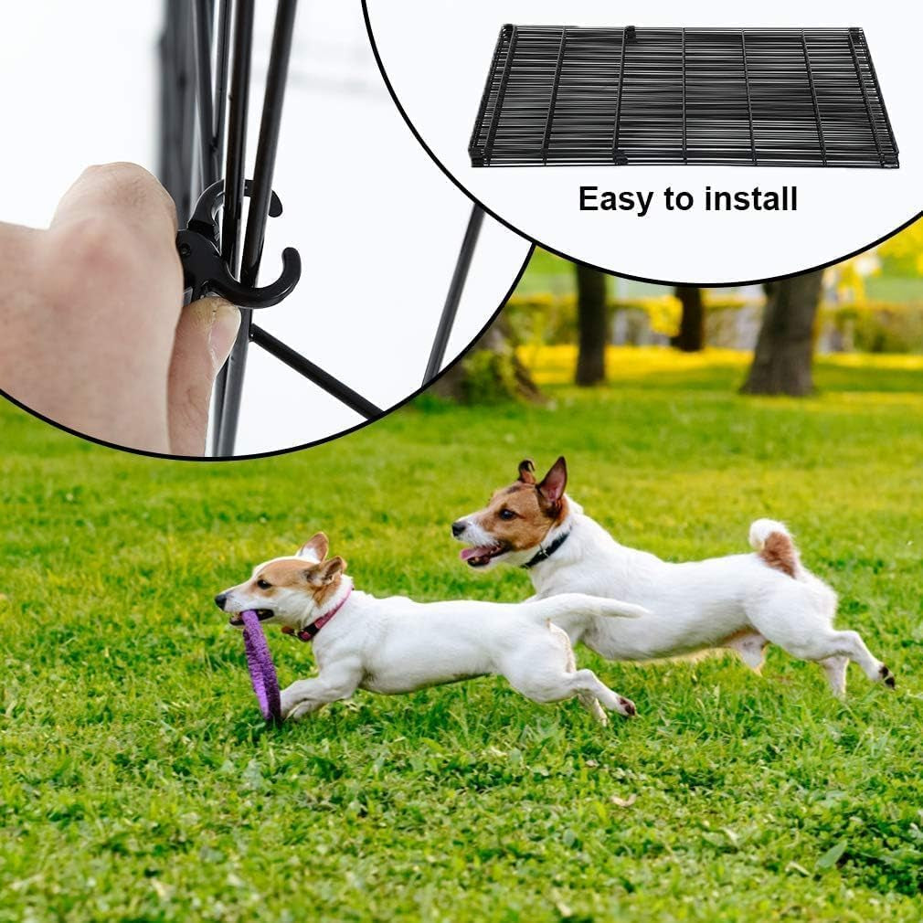 | Foldable Dog Playpen | 24 Inch, 8 Panels | Metal Pet Exercise Pen | Indoor Outdoor Portable Dog Fence with Door | Removable, Rust-Resistant Secure Pet Kennel | Easy to Assemble